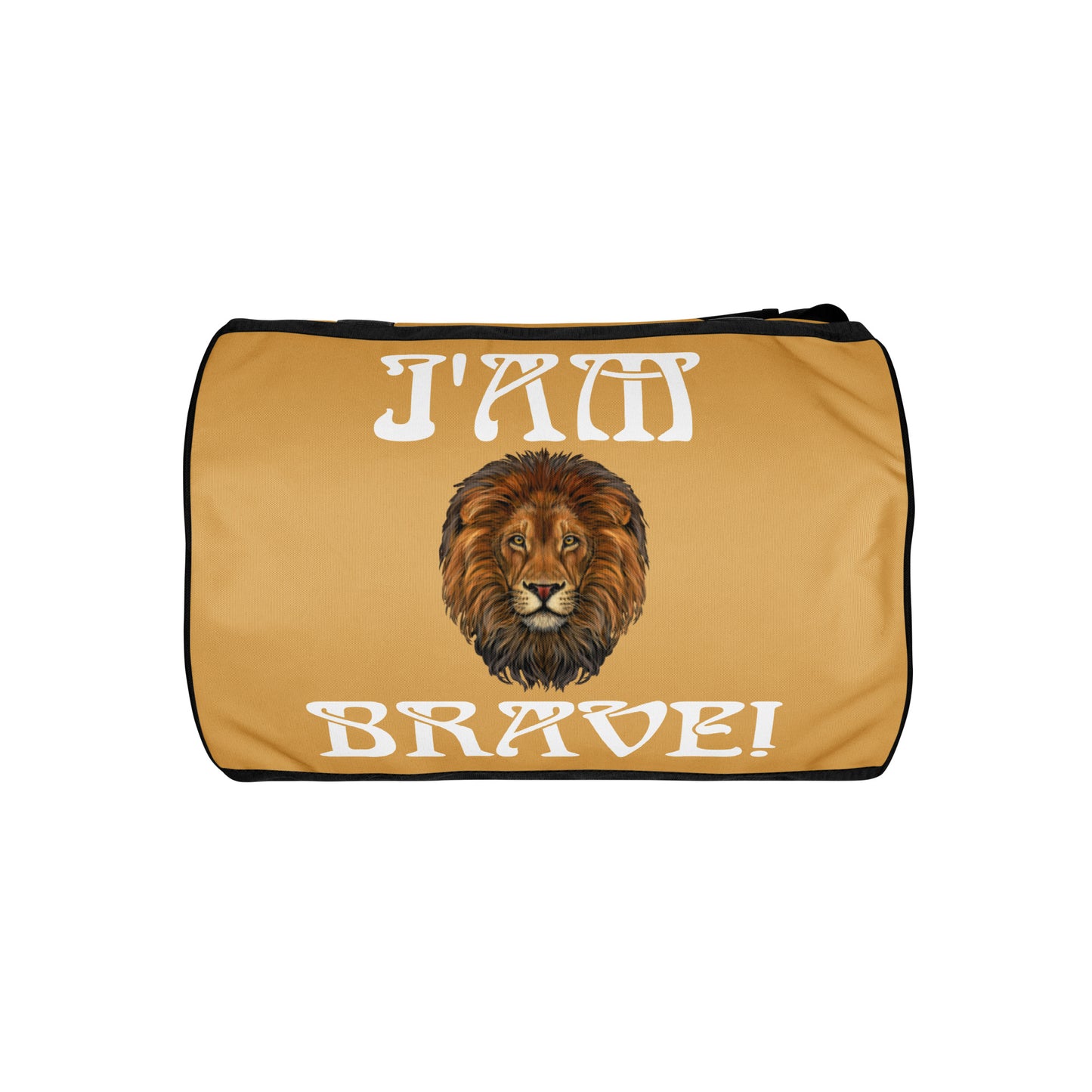 “I’AM BRAVE!”Fawn Gym Bag W/White Font