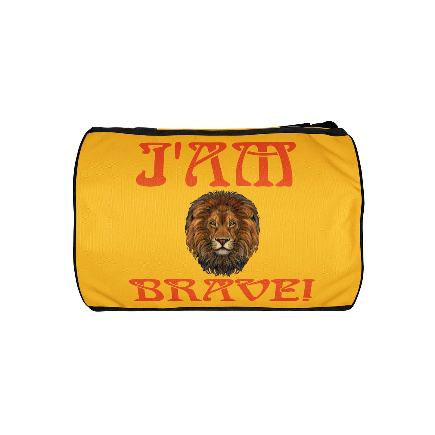 “I’AM BRAVE!”Yellow Gym Bag W/Orange Font