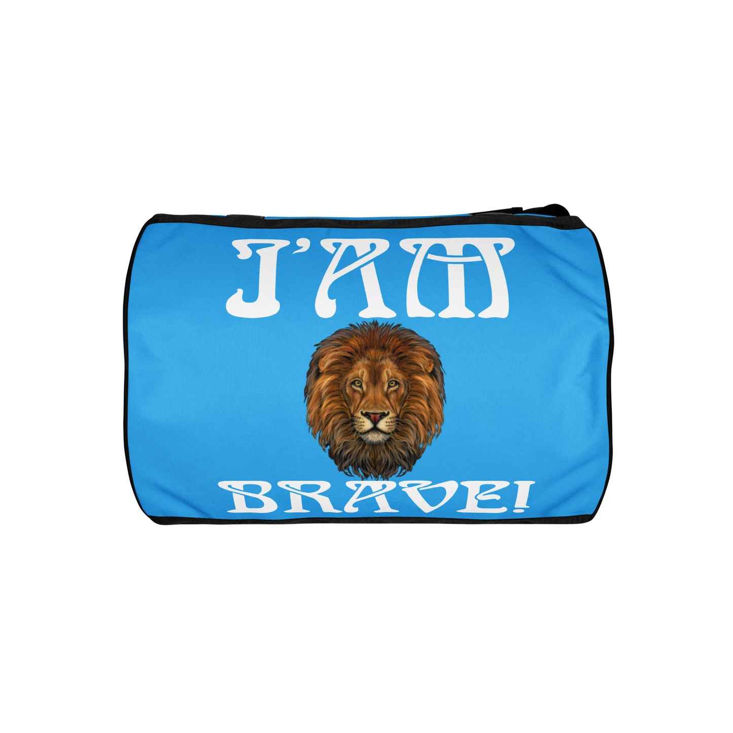 “I’AM BRAVE!” SkyBlue Gym Bag W/White Font