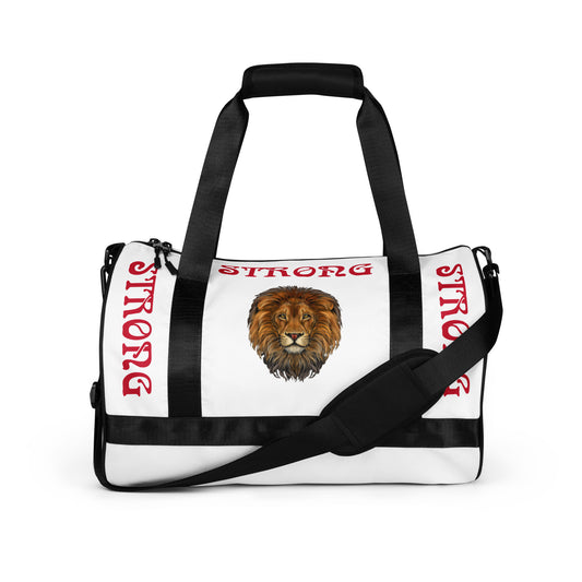 “STRONG” White Gym Bag W/Red Font