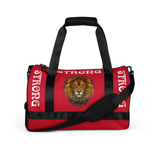 “STRONG” Red Gym Bag W/White Font