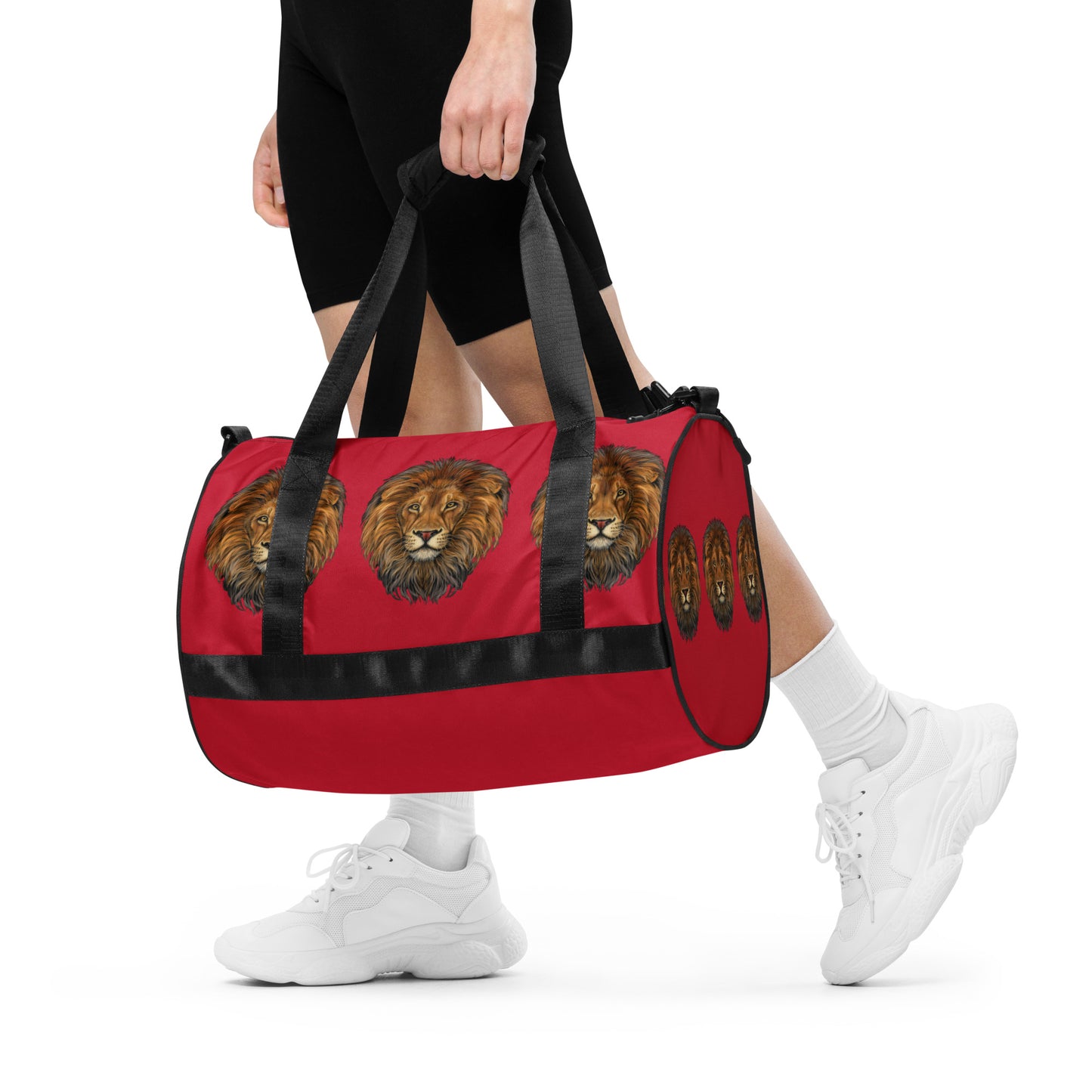 “STRONG LION” Red Gym Bag W/Black Font