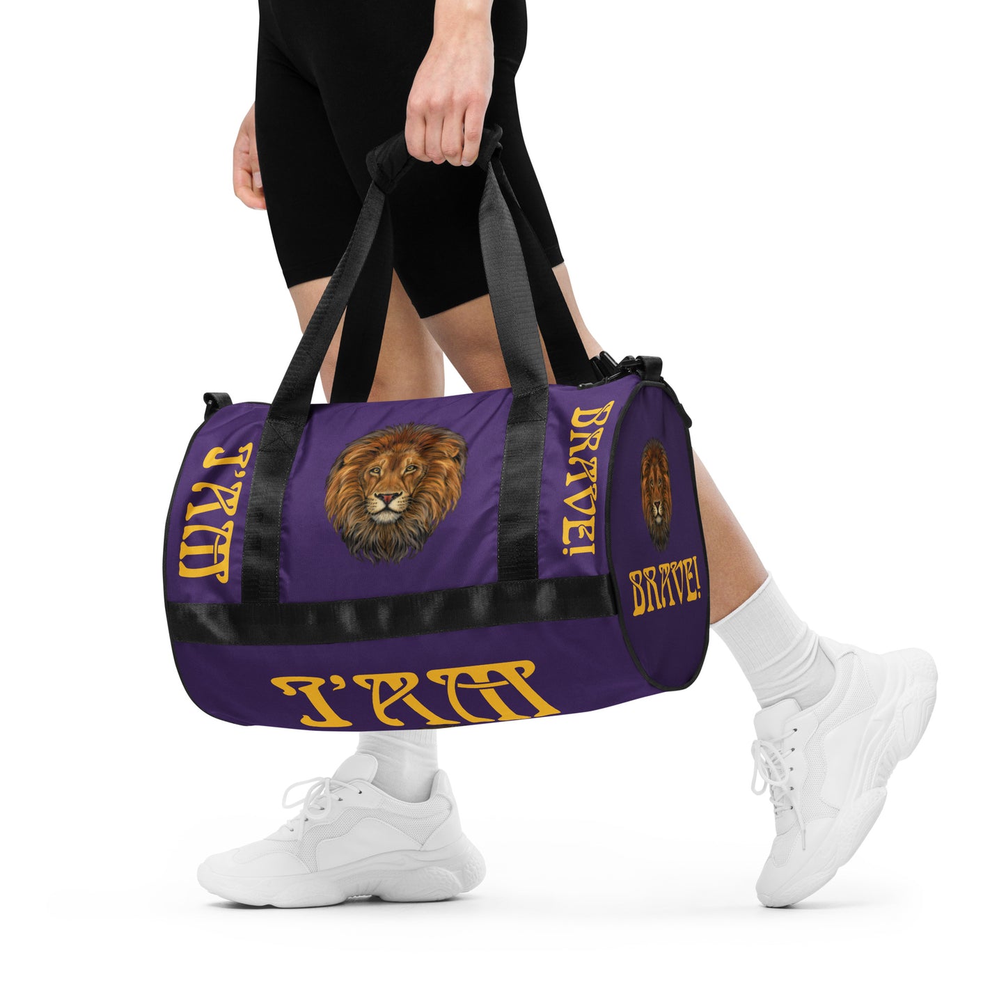 “I’AM BRAVE!” Purple Gym Bag W/Yellow Font