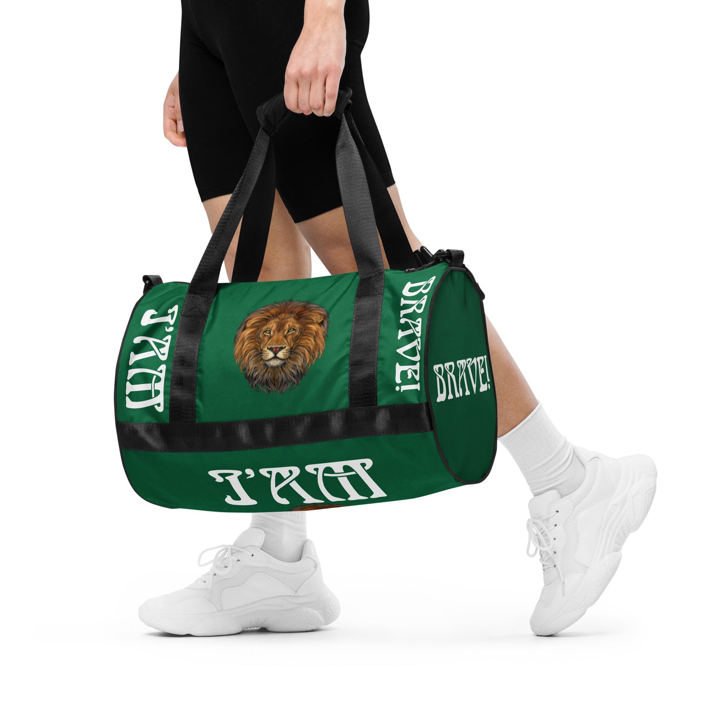 “I’AM BRAVE!” Green Gym Bag W/White Font