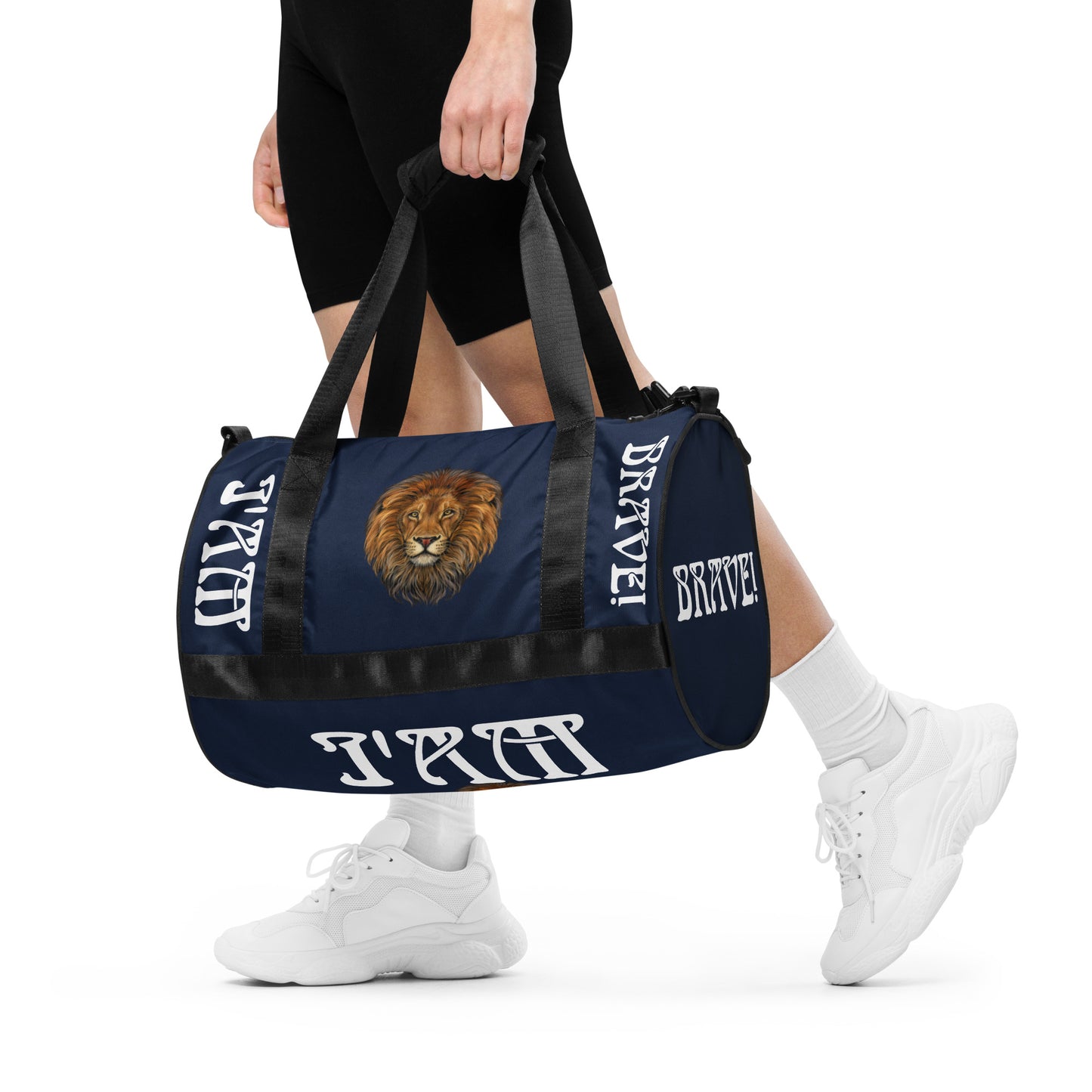 “I’AM BRAVE!” Navy Gym Bag W/White Font