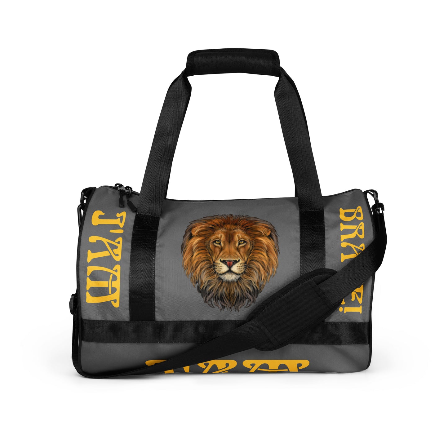 “I’AM BRAVE!” Grey Gym Bag W/Yellow Font