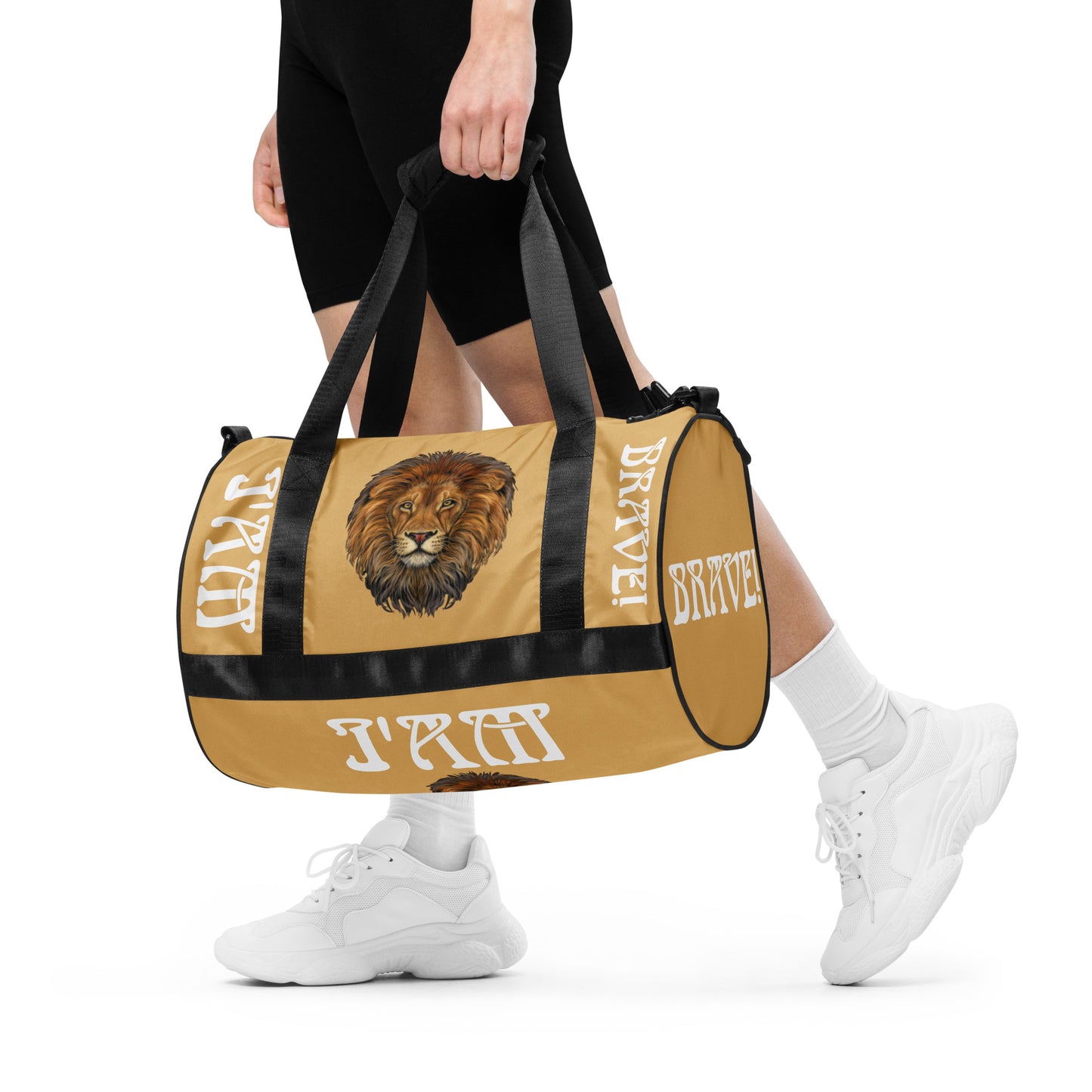 “I’AM BRAVE!”Fawn Gym Bag W/White Font