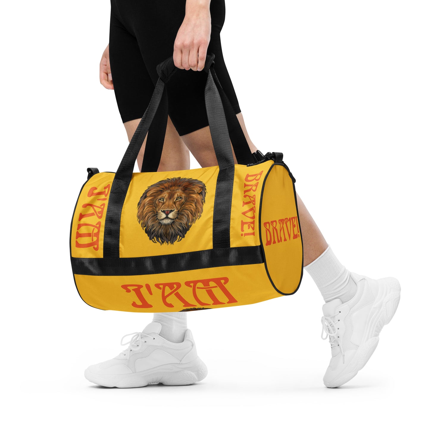 “I’AM BRAVE!”Yellow Gym Bag W/Orange Font