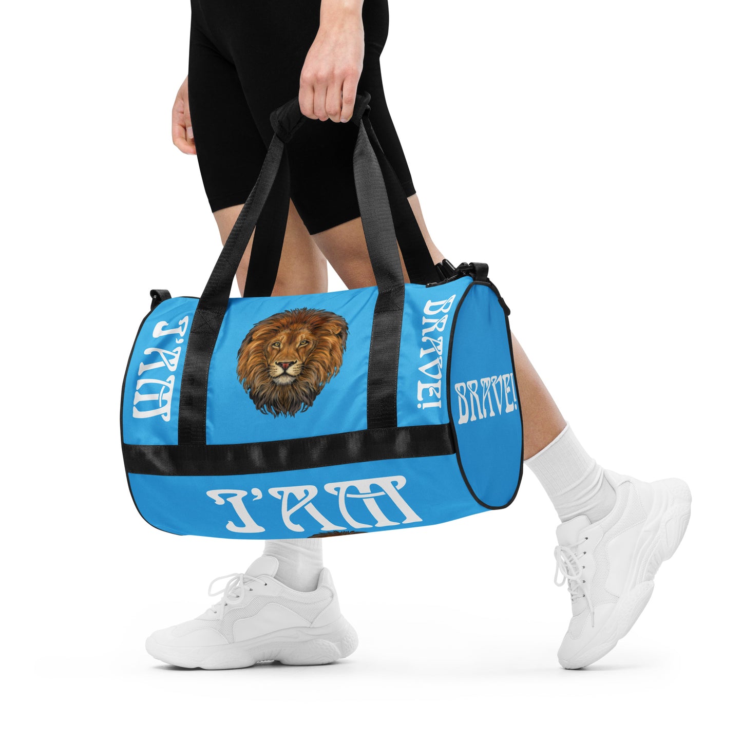 “I’AM BRAVE!” SkyBlue Gym Bag W/White Font