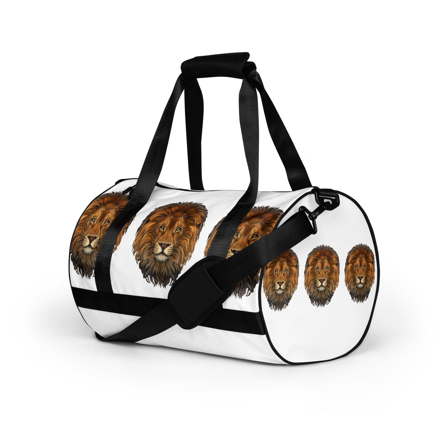 “STRONG LION”White Gym Bag W/Black Font