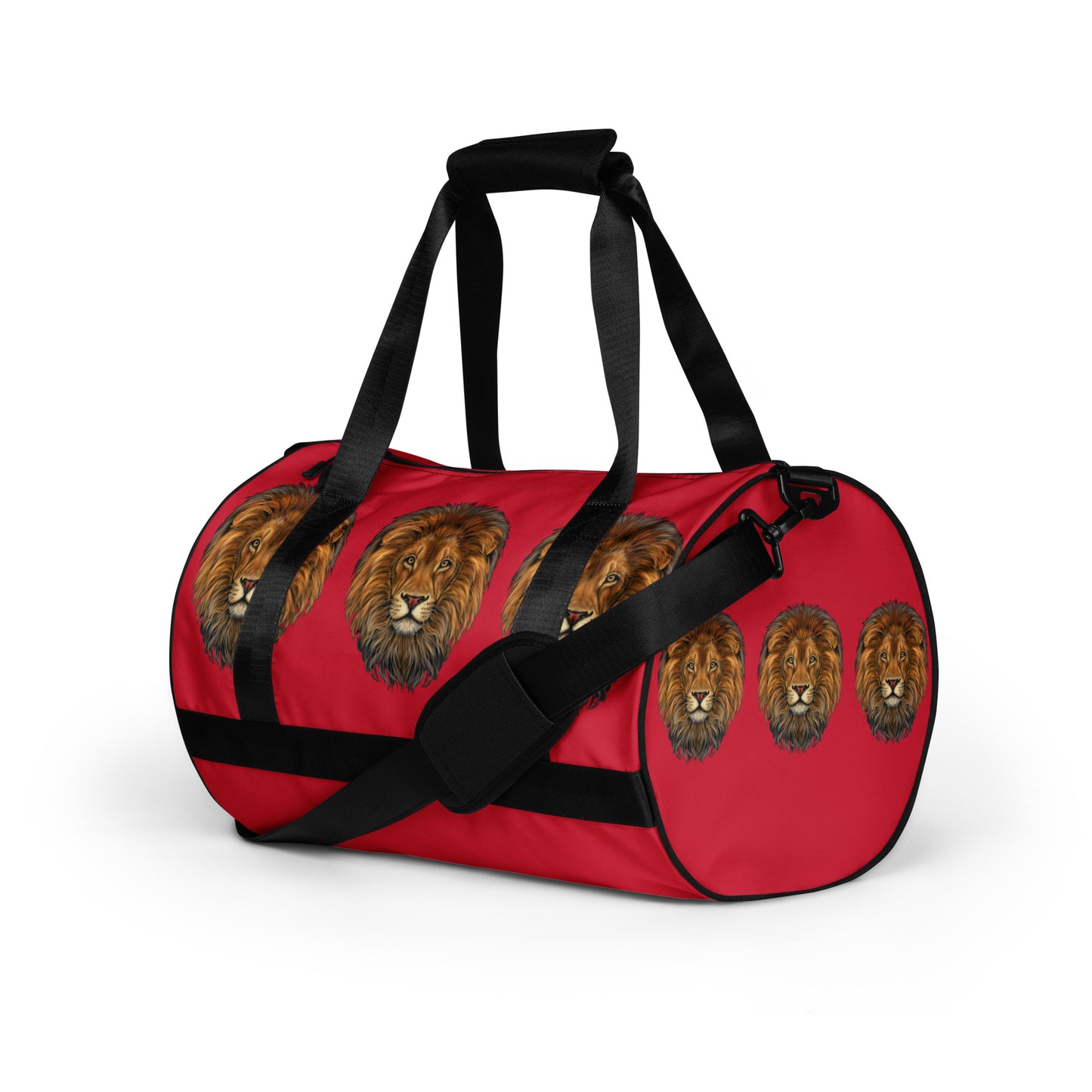 “STRONG LION” Red Gym Bag W/Black Font