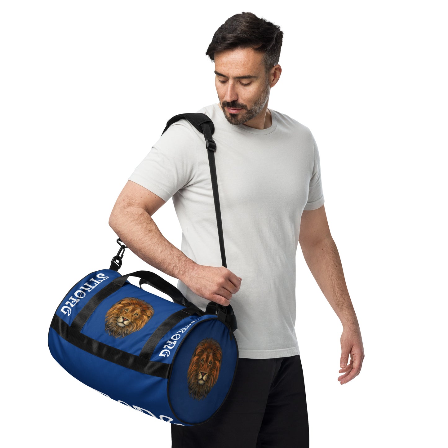 “STRONG” Blue Gym Bag W/White Font