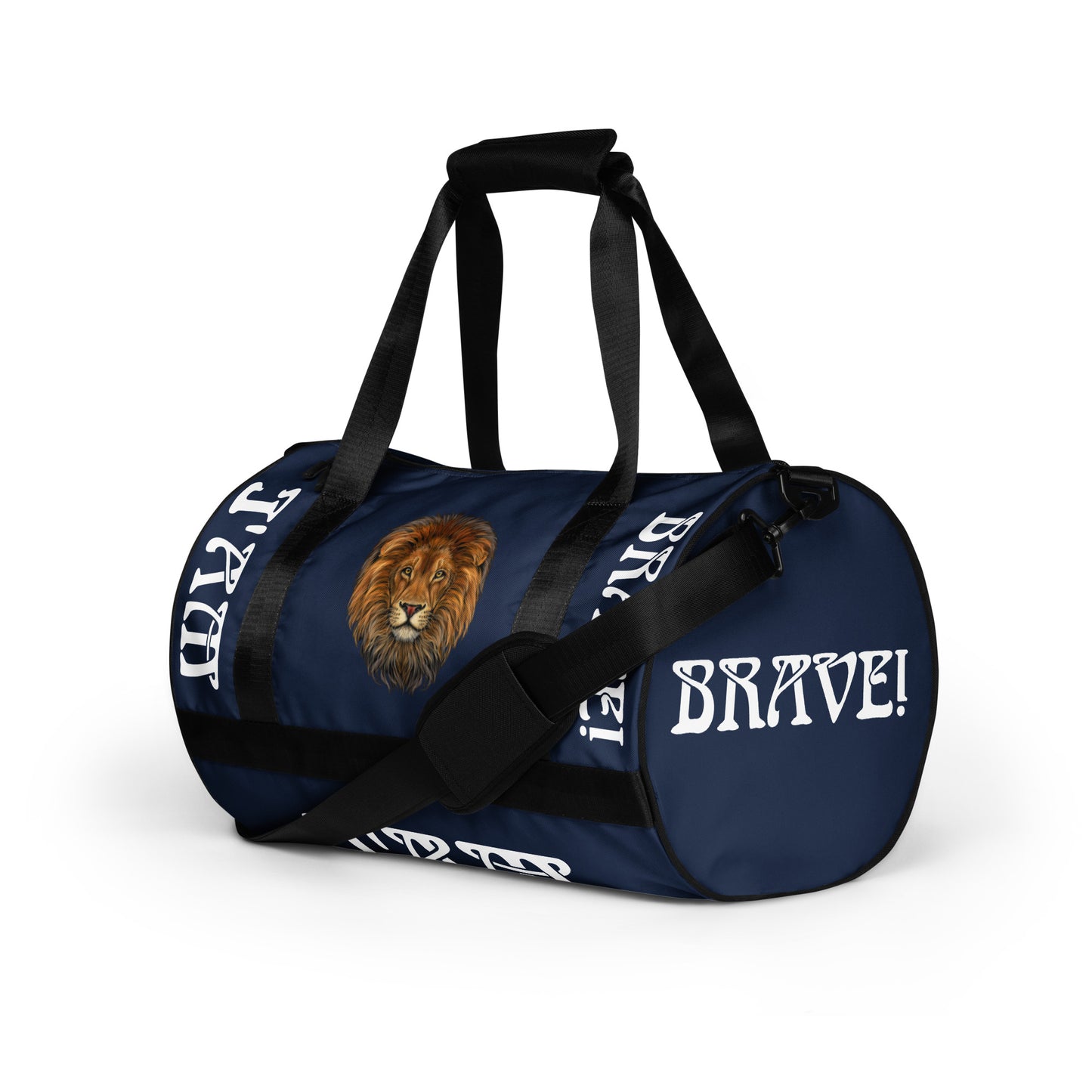 “I’AM BRAVE!” Navy Gym Bag W/White Font