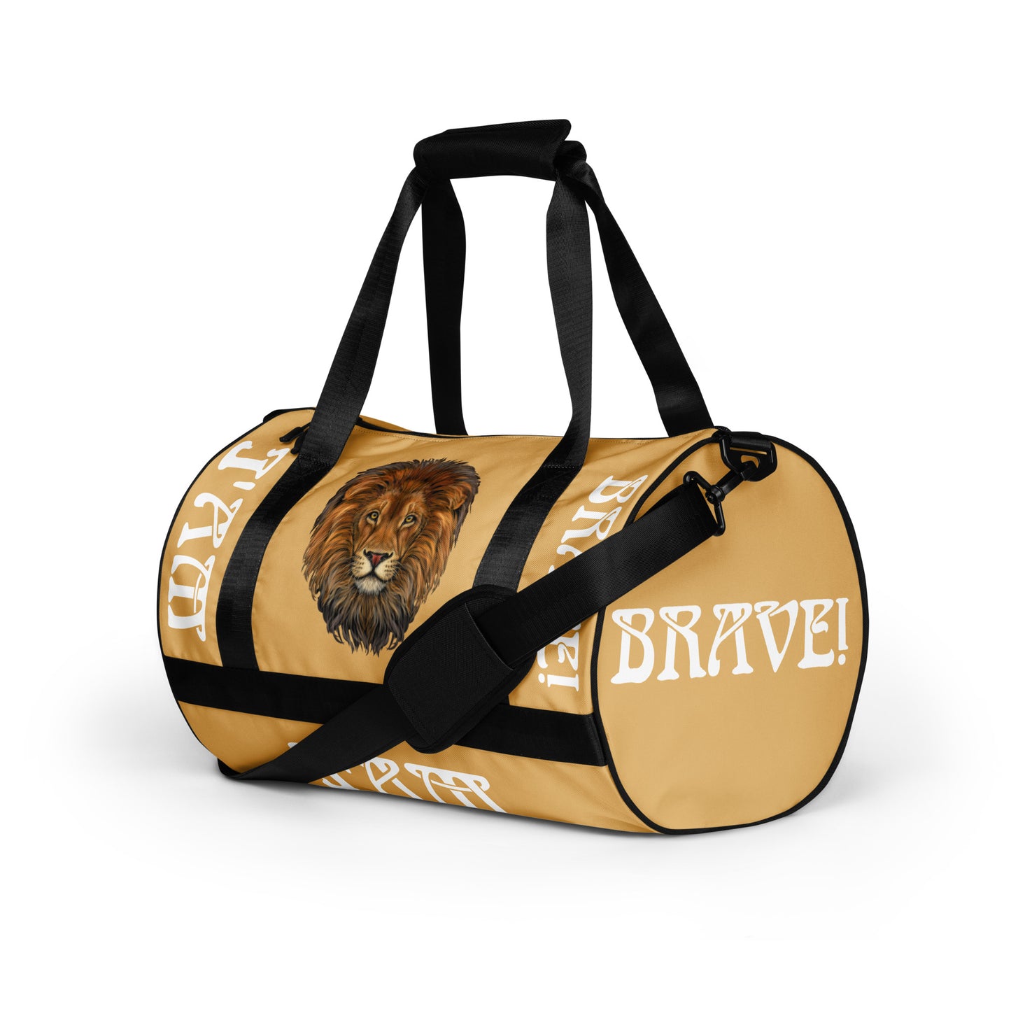 “I’AM BRAVE!”Fawn Gym Bag W/White Font