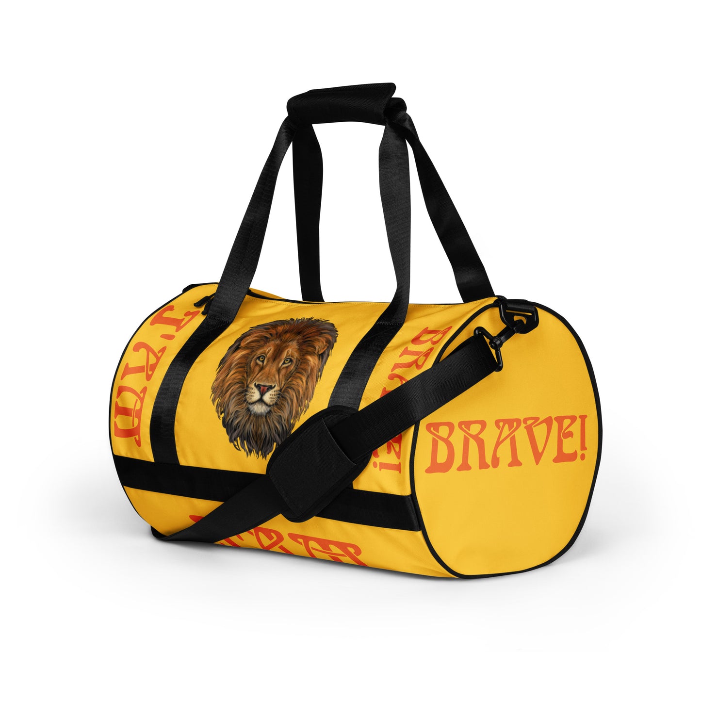 “I’AM BRAVE!”Yellow Gym Bag W/Orange Font