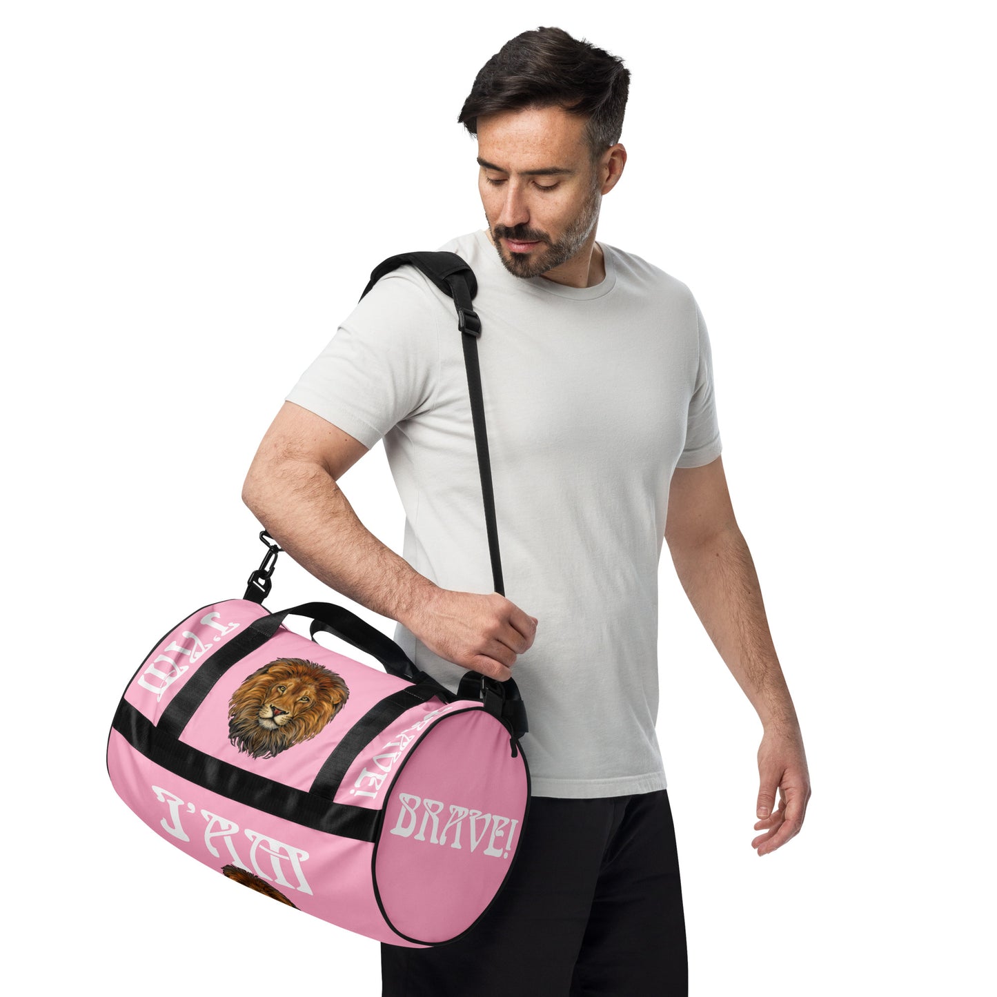 “I’AM BRAVE!” Cotton Candy Gym Bag W/White Font