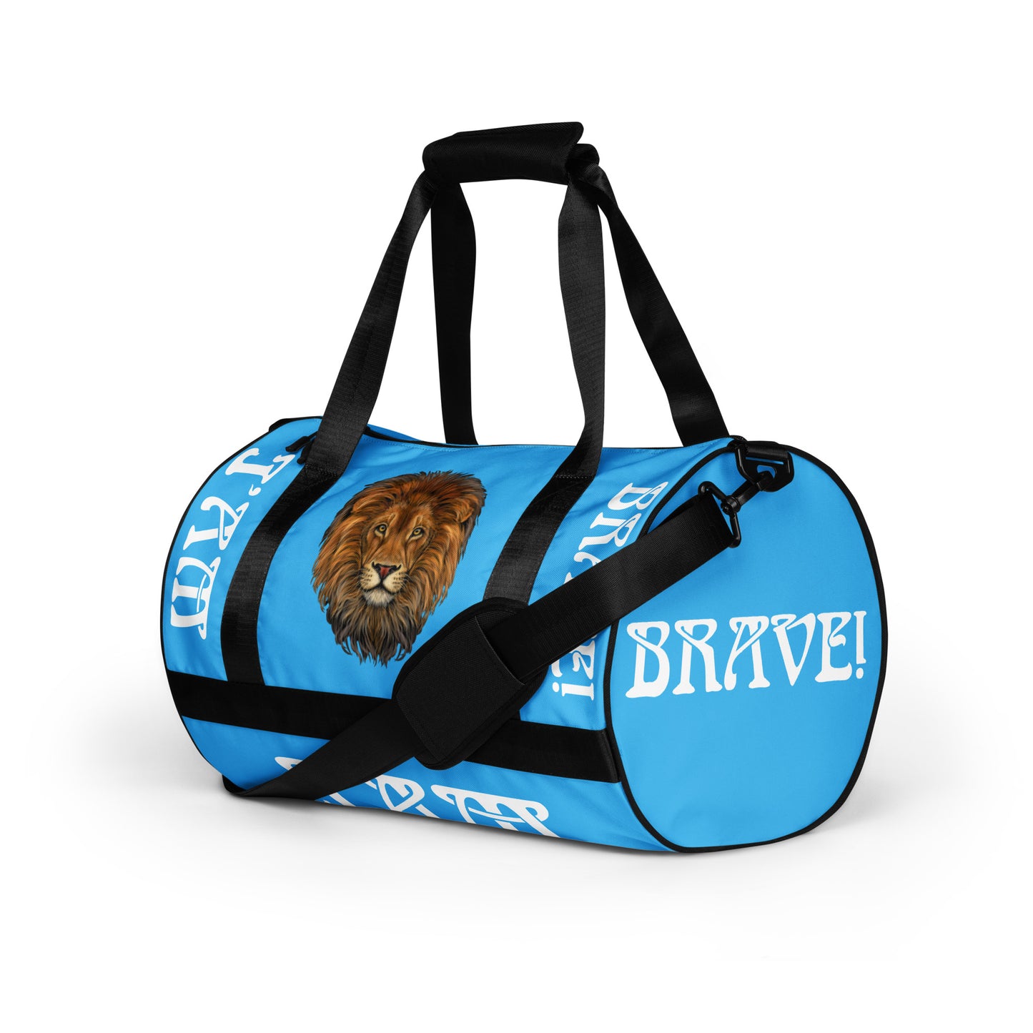 “I’AM BRAVE!” SkyBlue Gym Bag W/White Font