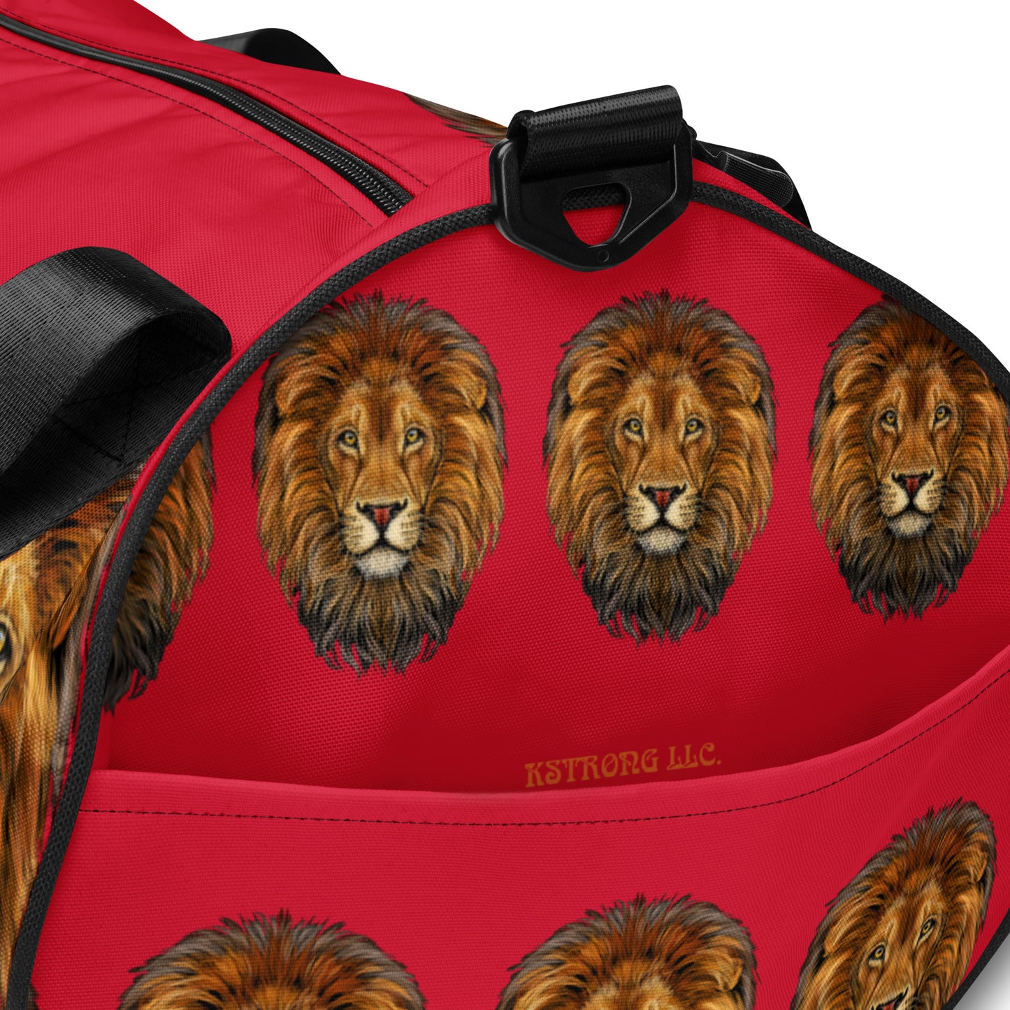 “STRONG LION” Red Gym Bag W/Black Font