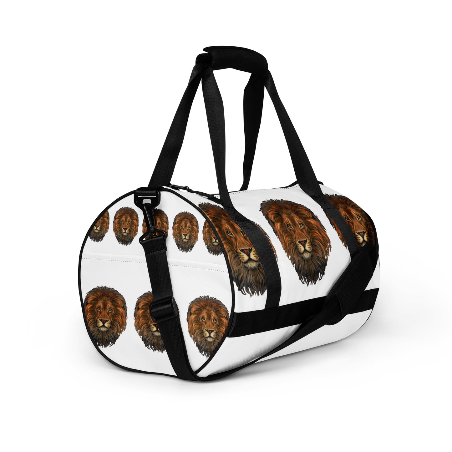 “STRONG LION”White Gym Bag W/Black Font