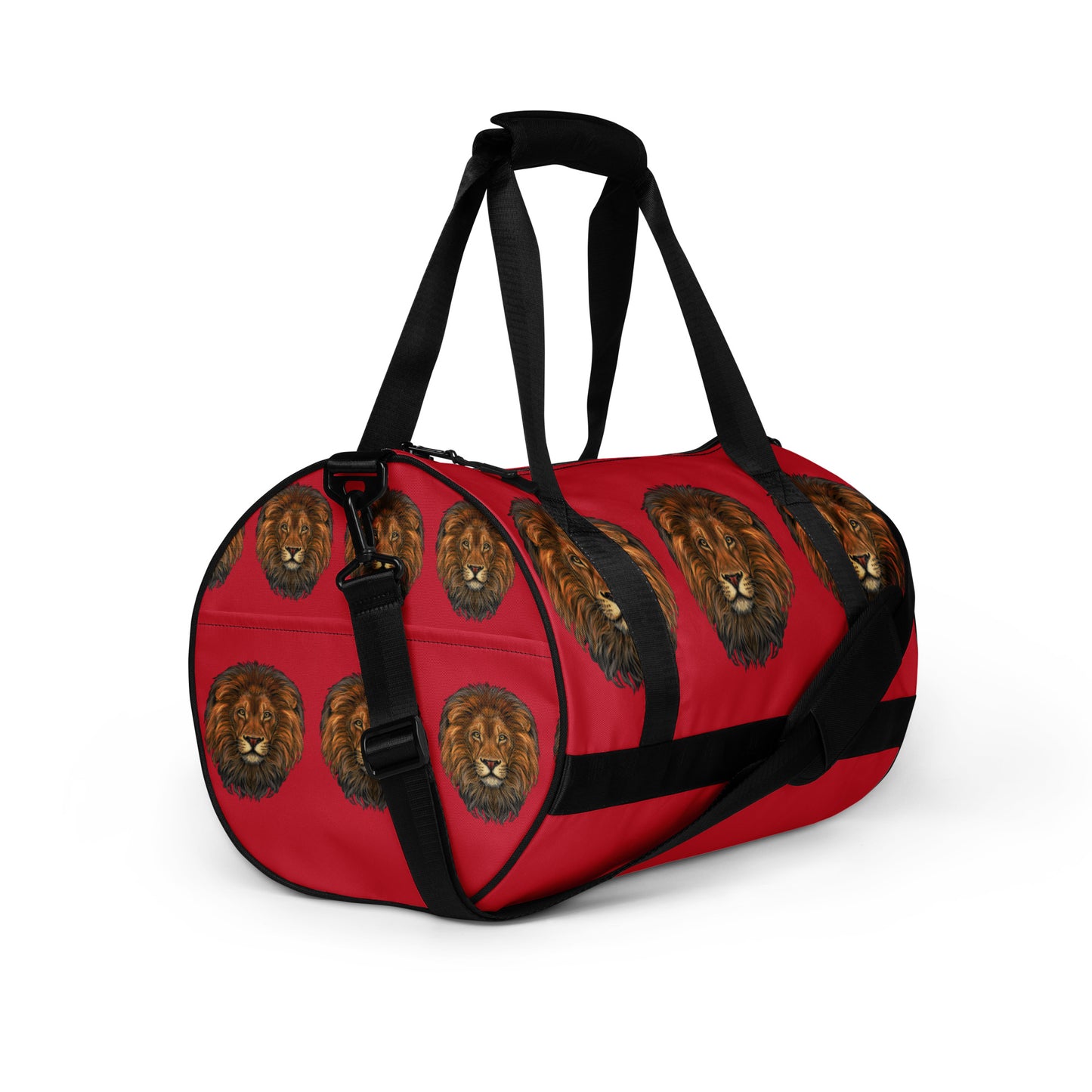 “STRONG LION” Red Gym Bag W/Black Font