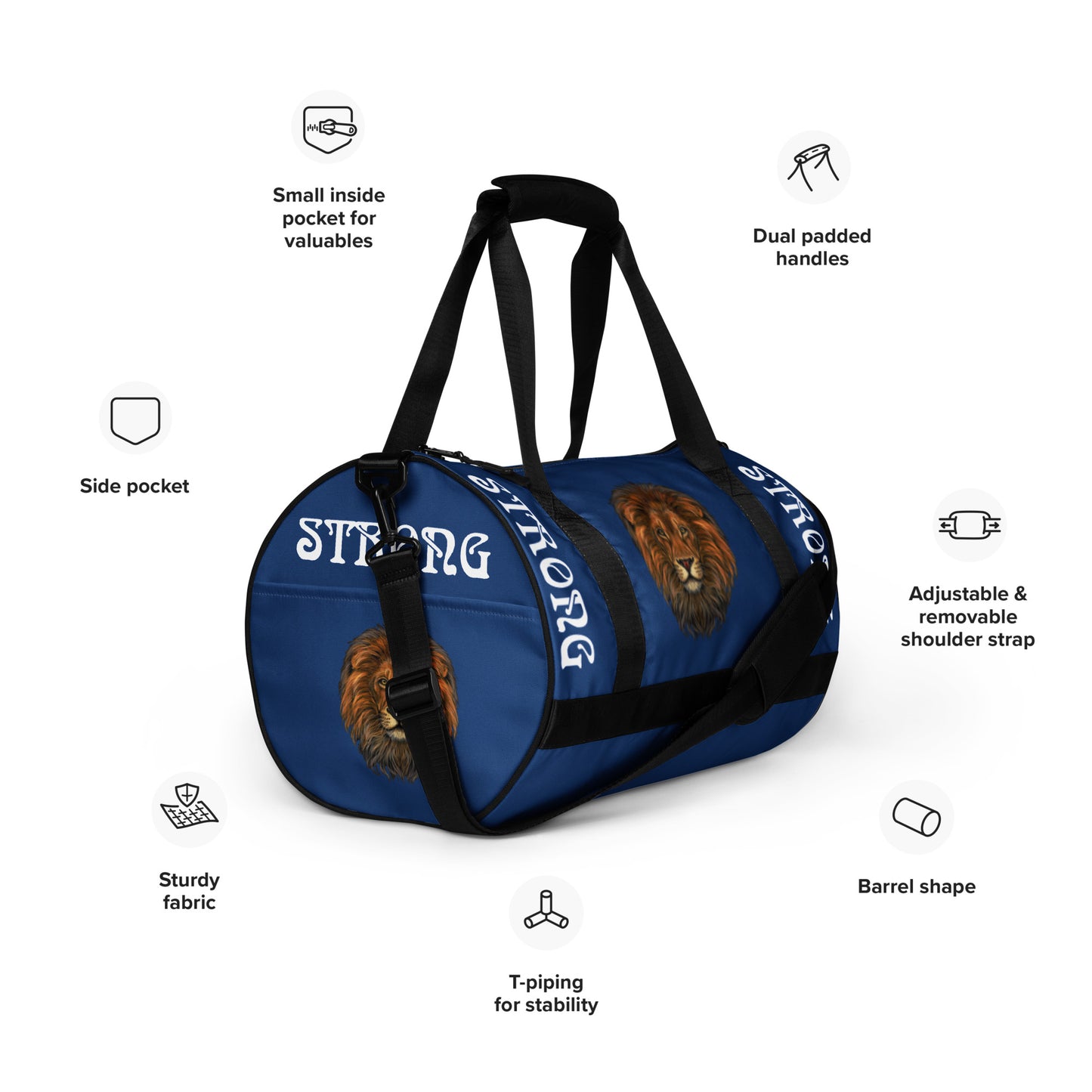 “STRONG” Blue Gym Bag W/White Font