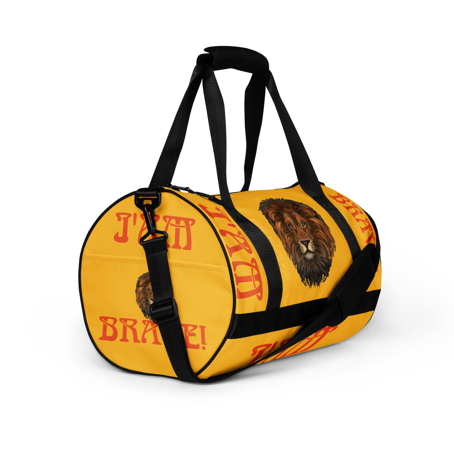 “I’AM BRAVE!”Yellow Gym Bag W/Orange Font