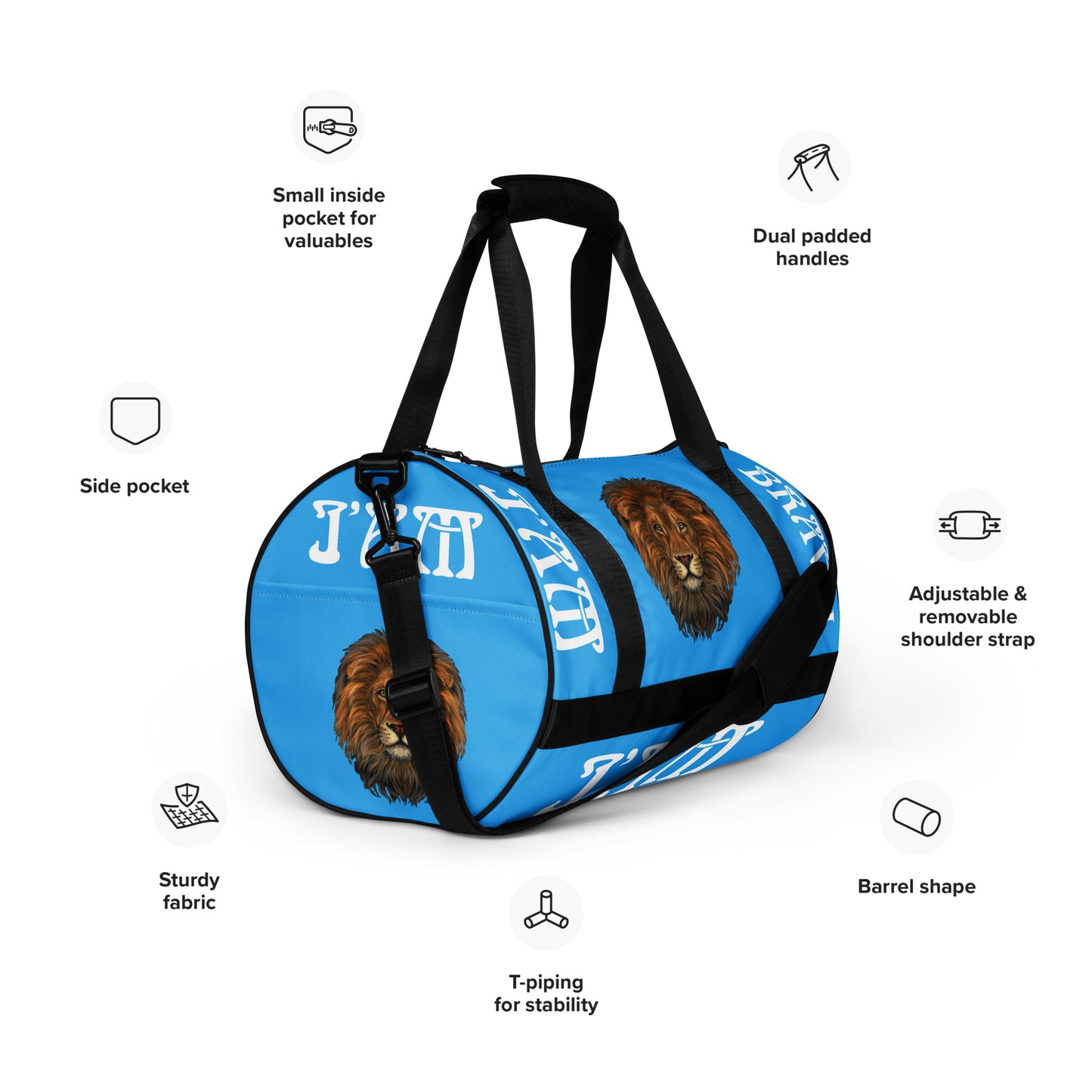 “I’AM BRAVE!” SkyBlue Gym Bag W/White Font