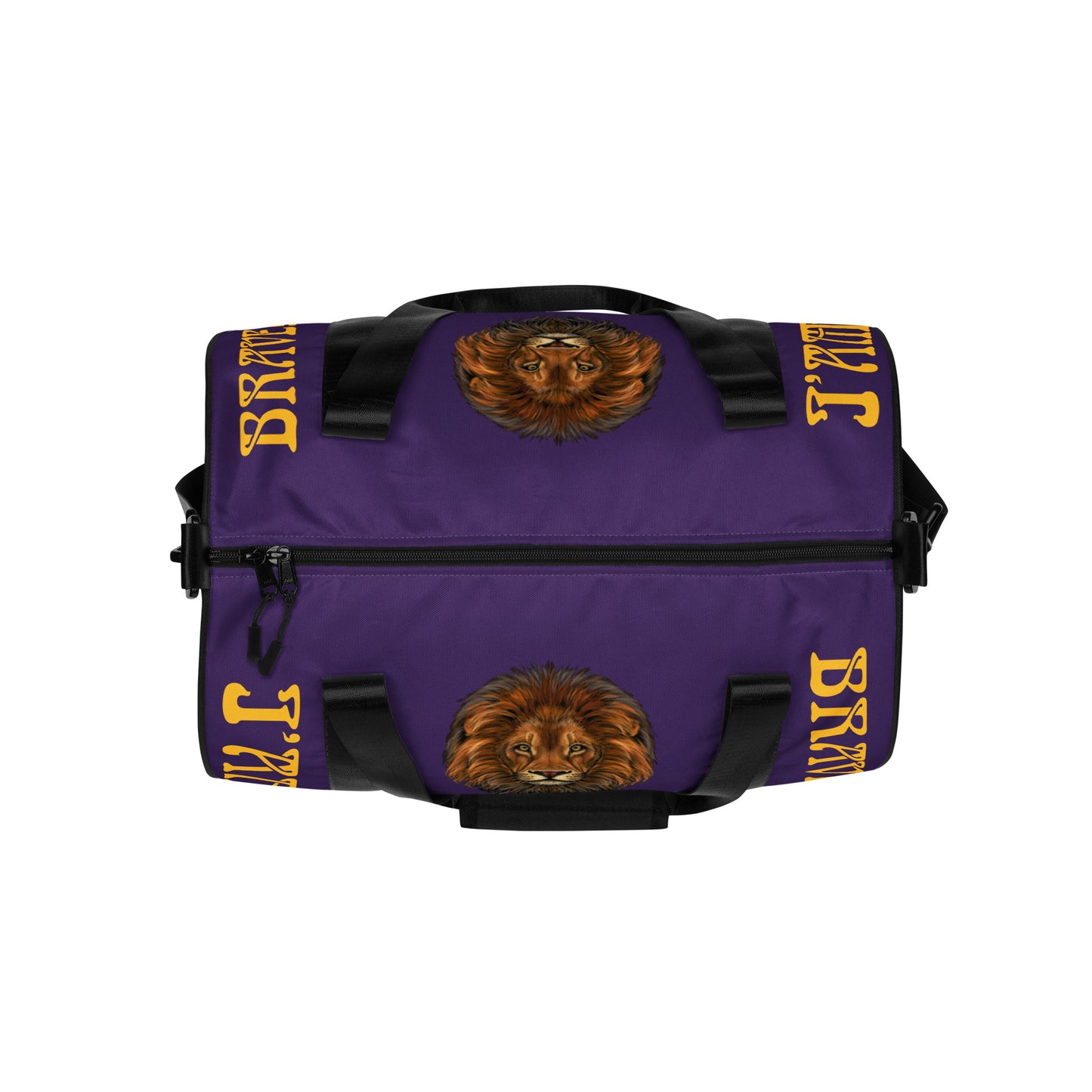 “I’AM BRAVE!” Purple Gym Bag W/Yellow Font