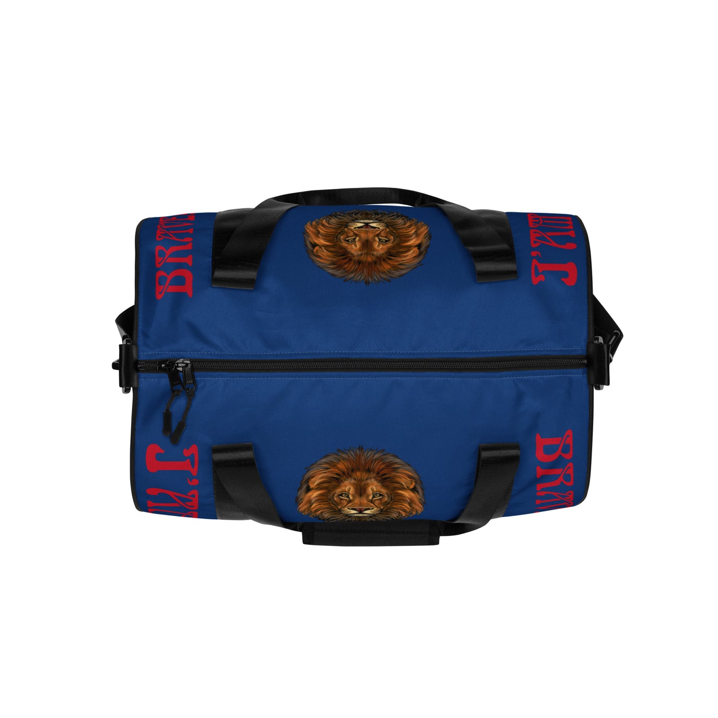 “I’AM BRAVE!” Blue Gym Bag W/Red Font