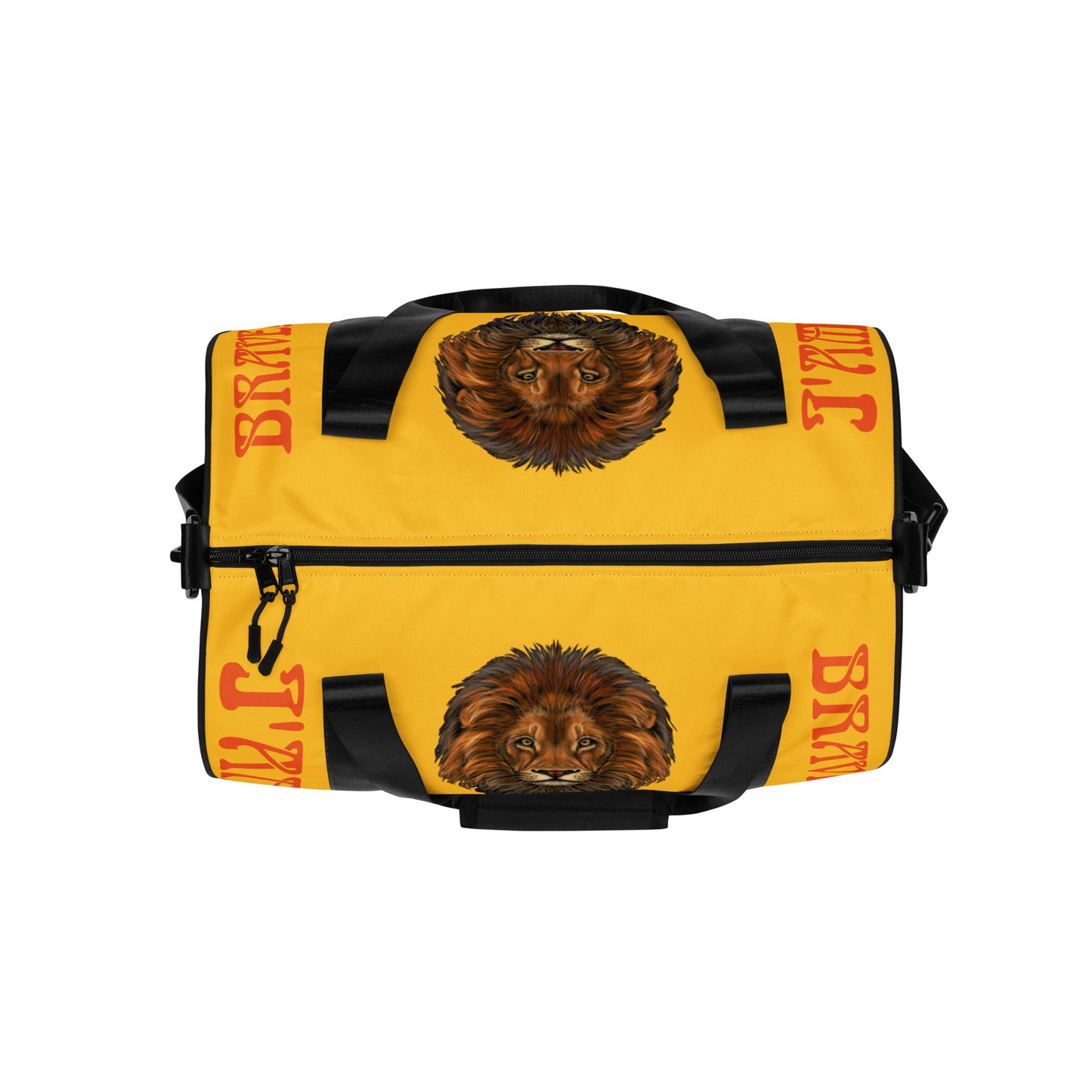 “I’AM BRAVE!”Yellow Gym Bag W/Orange Font