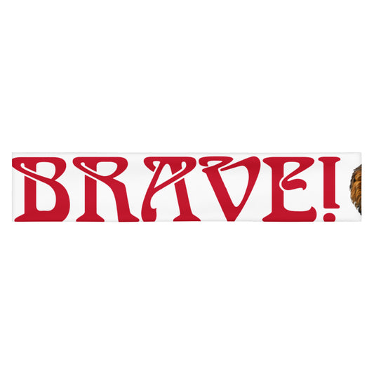 “BRAVE!” White  Headband W/Red Font