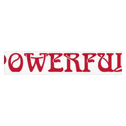 “POWERFUL!”White Headband W/Red Font