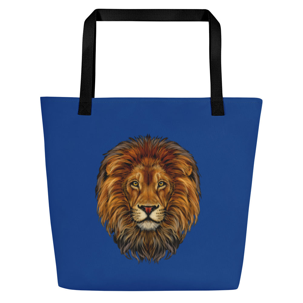 "STRONG"Blue Large Tote Bag W/Red Font