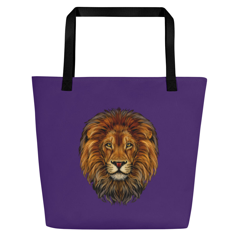 "STRONG"Purple Large Tote Bag W/White Font