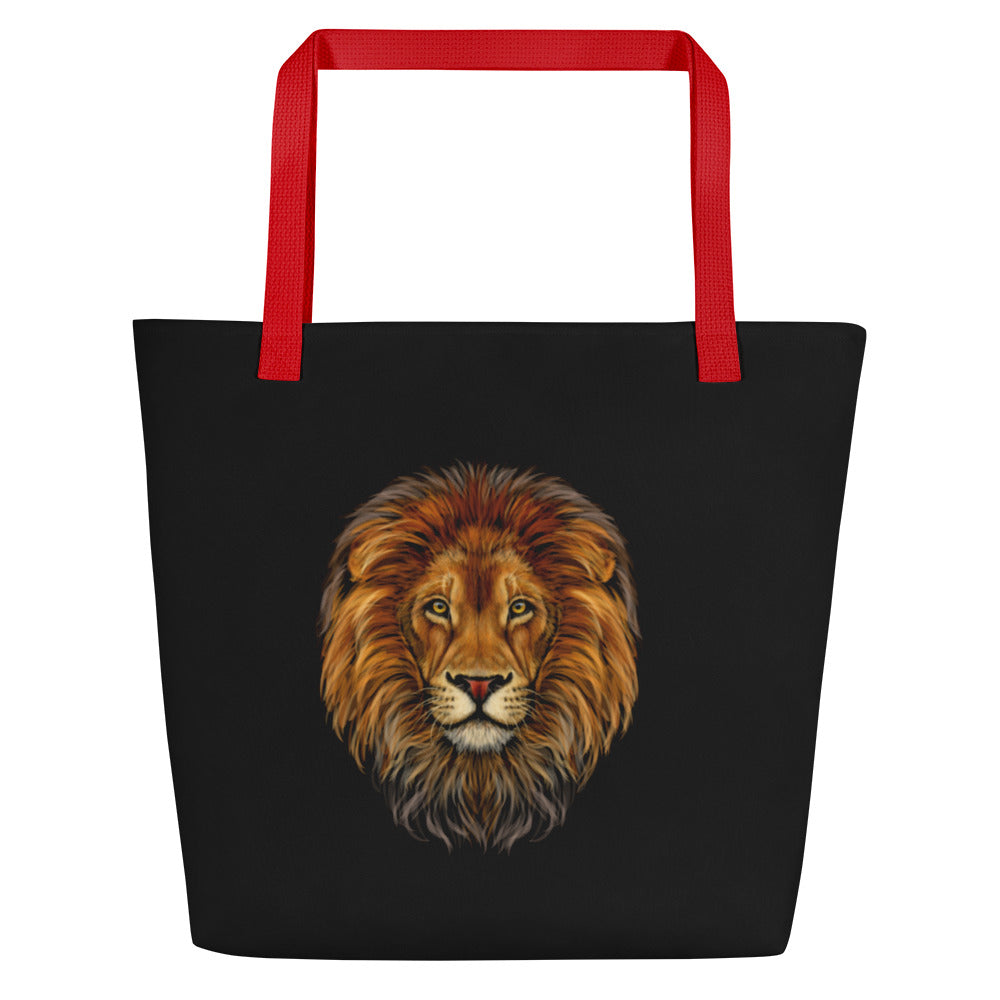 "STRONG"Black Large Tote Bag W/Red Font