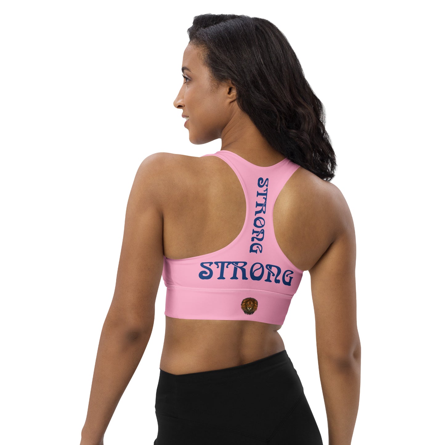 “STRONG”Cotton Candy Longline Sports Bra W/Purple Font