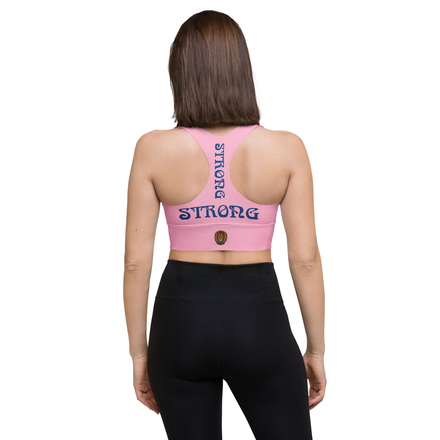 “STRONG”Cotton Candy Longline Sports Bra W/Purple Font