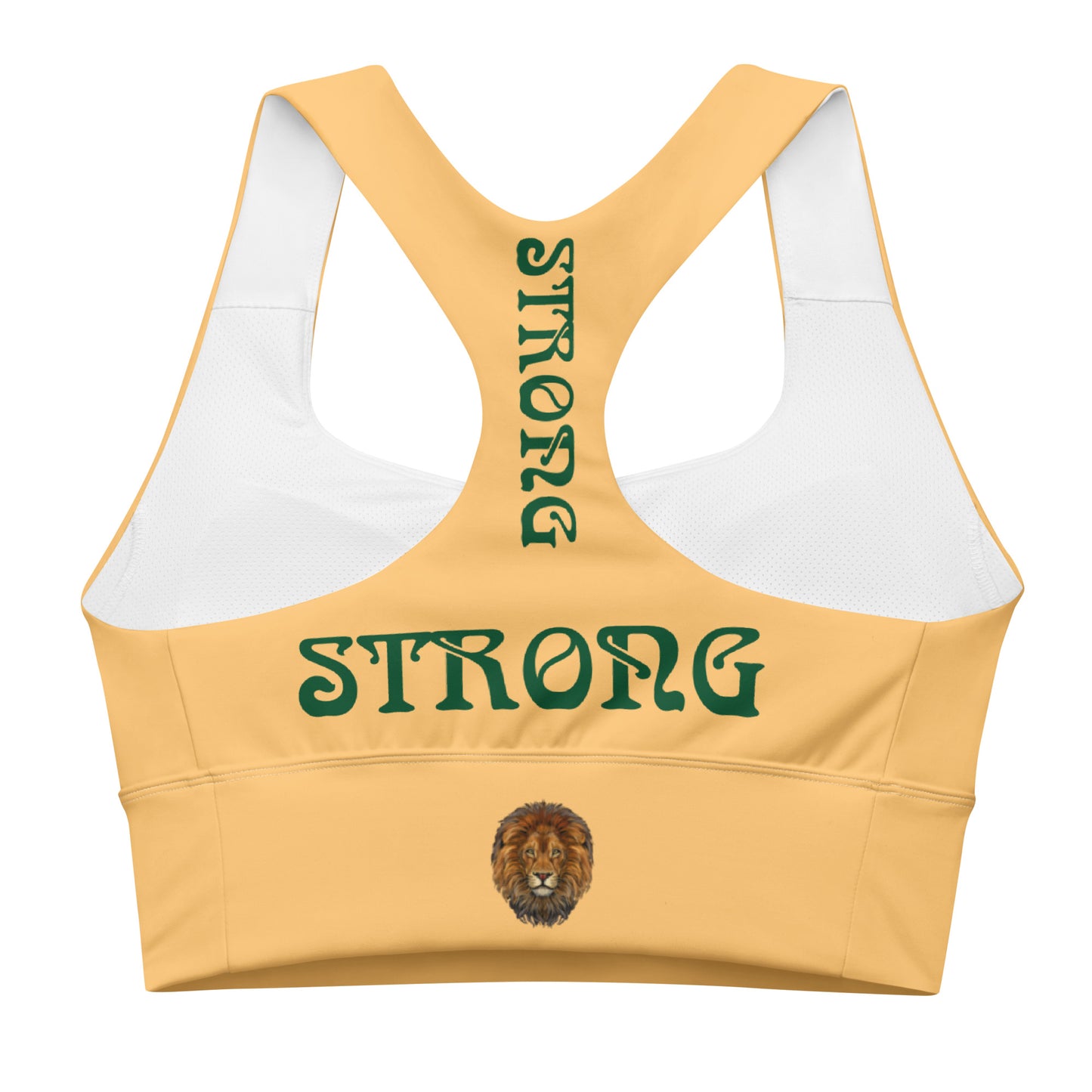 “STRONG”Chardonnay Longline Sports Bra W/Green Font