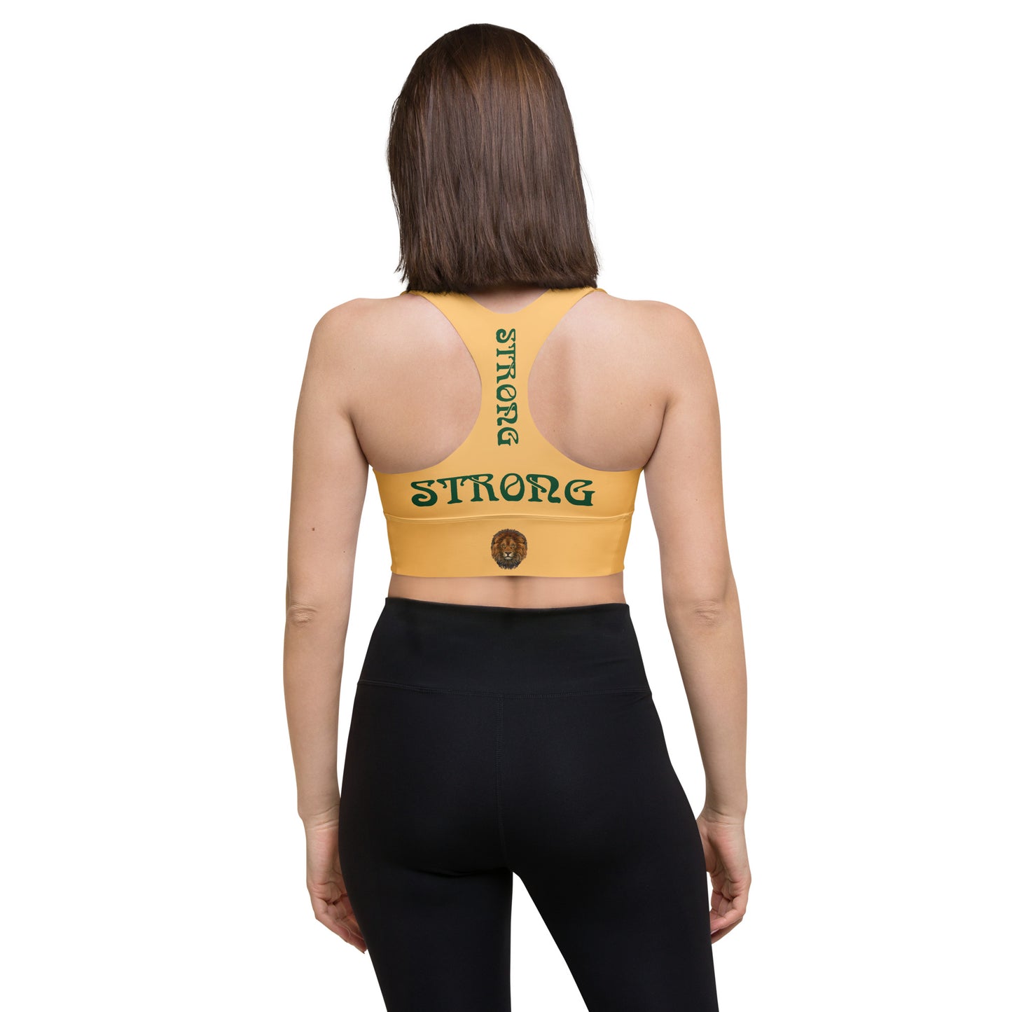 “STRONG”Chardonnay Longline Sports Bra W/Green Font