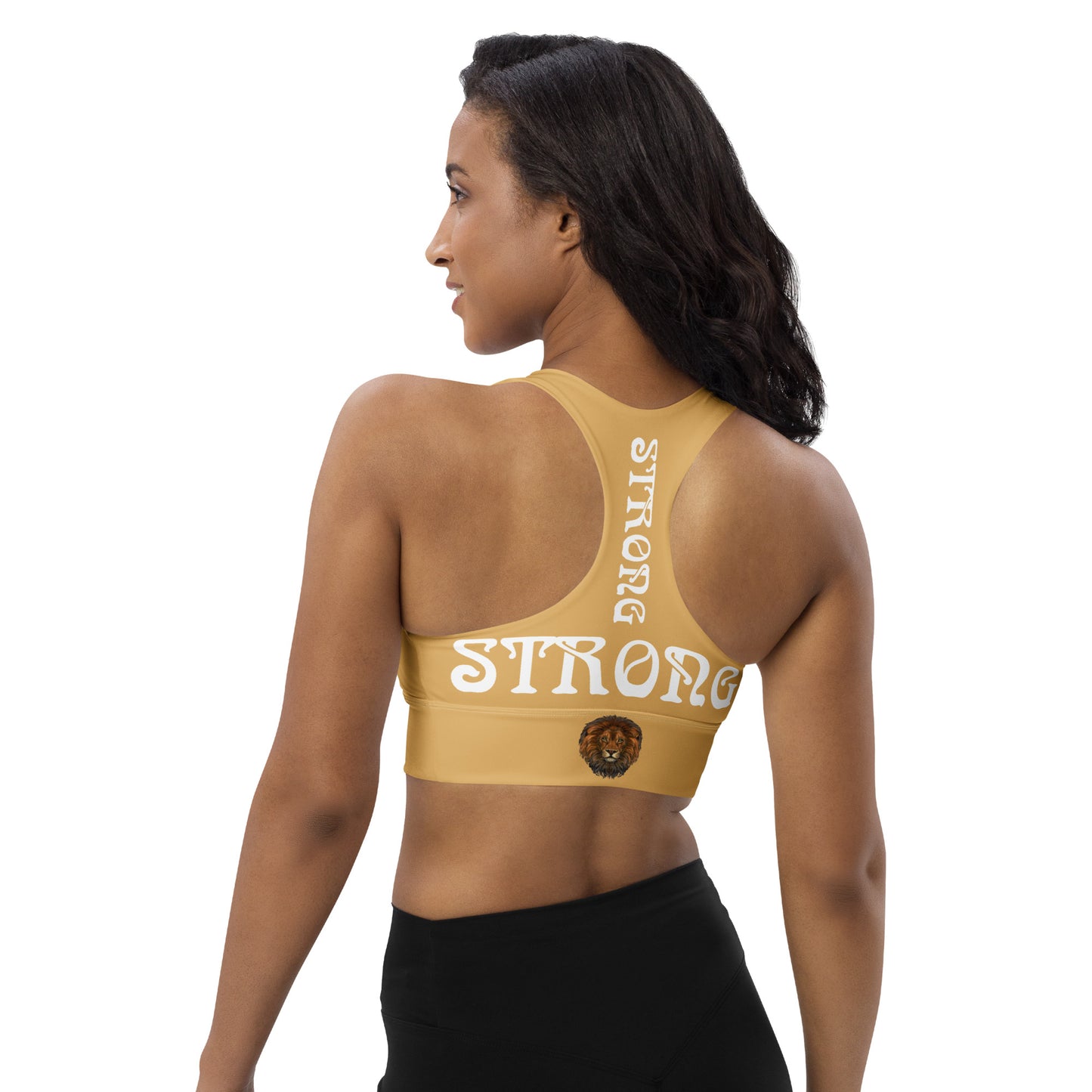 “STRONG” Fawn Longline Sports Bra W/White Font