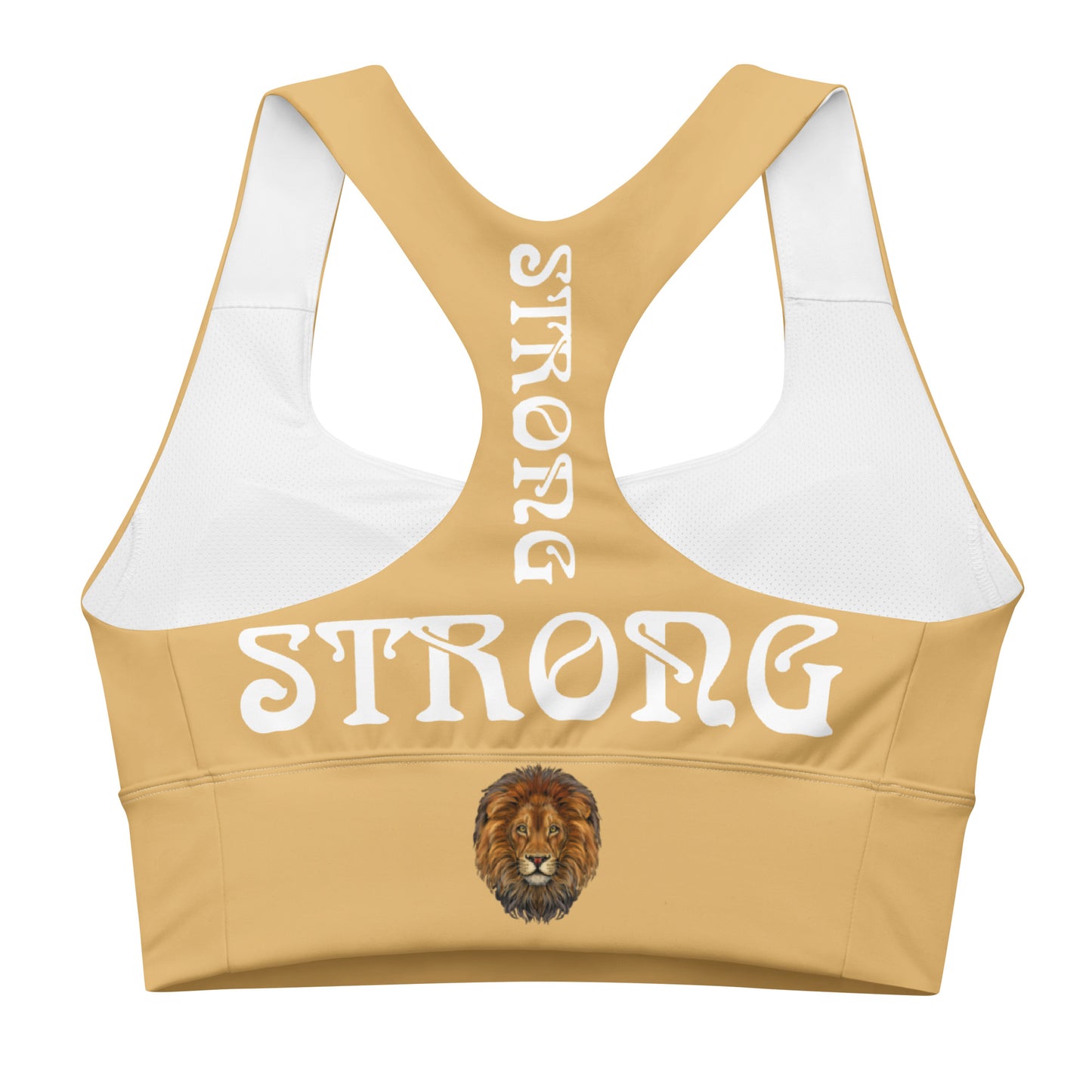 “STRONG” Fawn Longline Sports Bra W/White Font