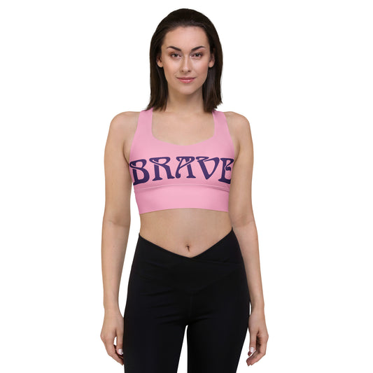 “BRAVE” Cotton Candy Longline Sports Bra W/Purple Font