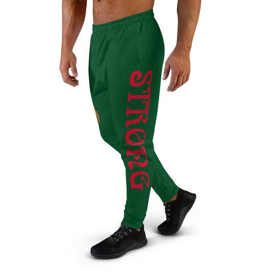 "STRONG"Green Men's Joggers W/Red Font