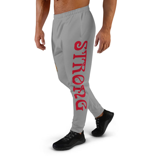 "STRONG"Grey Men's Joggers W/Red Font