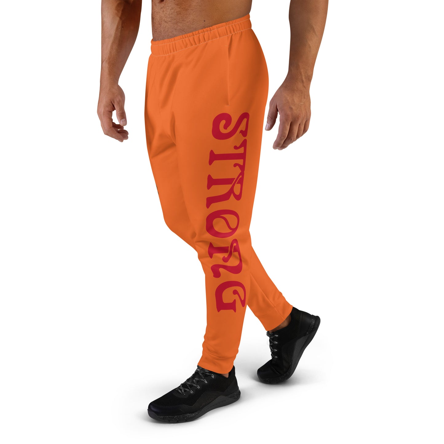 "STRONG"Orange Men's Joggers W/Red Font