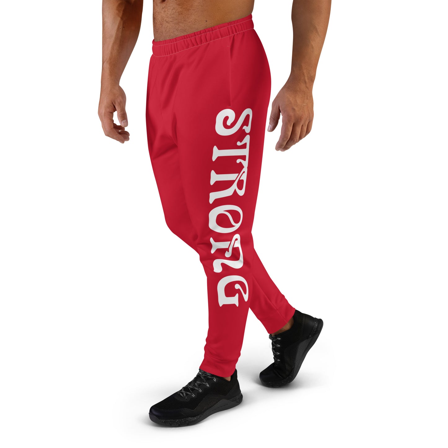 "STRONG"Red Men's Joggers W/White Font