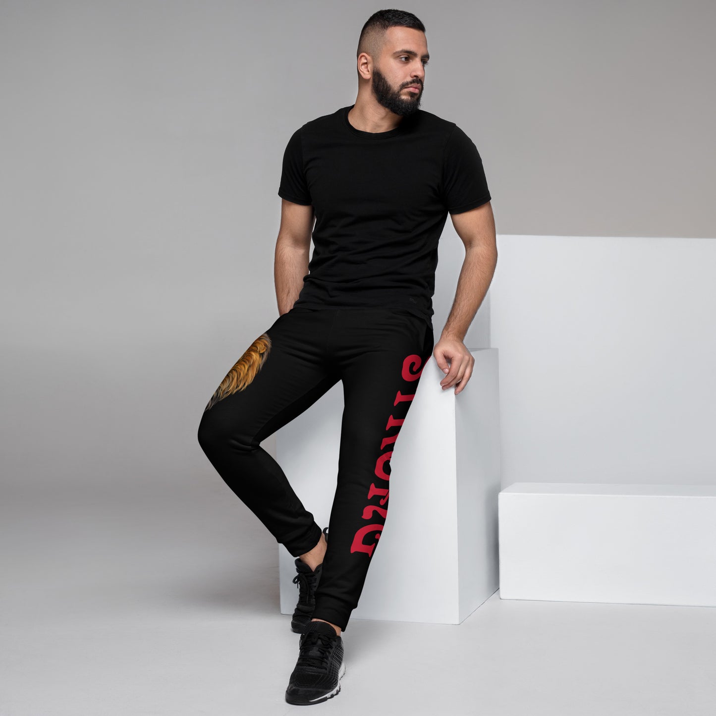 "STRONG"Black Men's Joggers W/Red Font