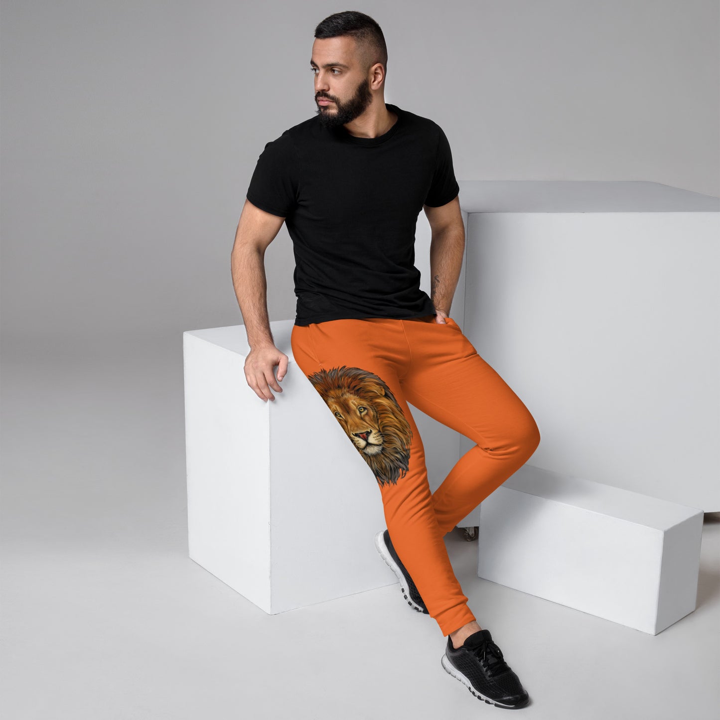 "STRONG"Orange Men's Joggers W/Red Font