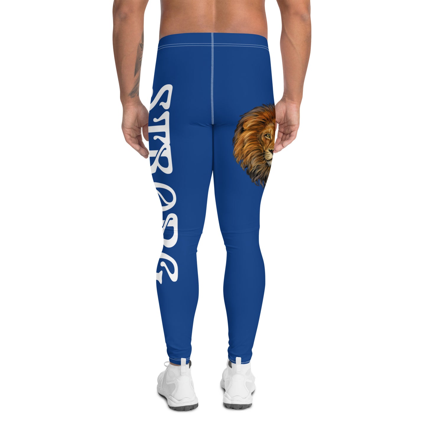 “STRONG”Blue Men's Leggings W/White Font