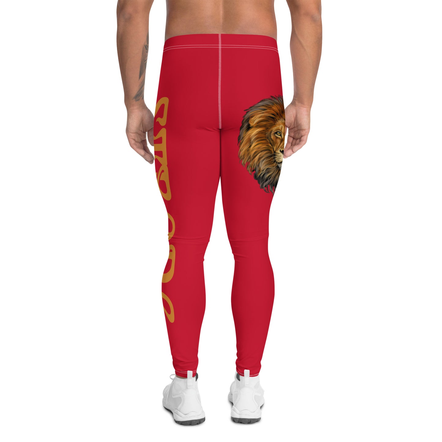 “STRONG”Red Men's Leggings W/Bronze Font